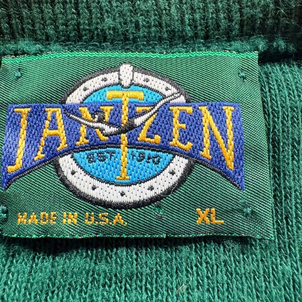 Jantzen V-Neck Sweater Mens XL Green Vintage Made in USA Knit Pullover Classic